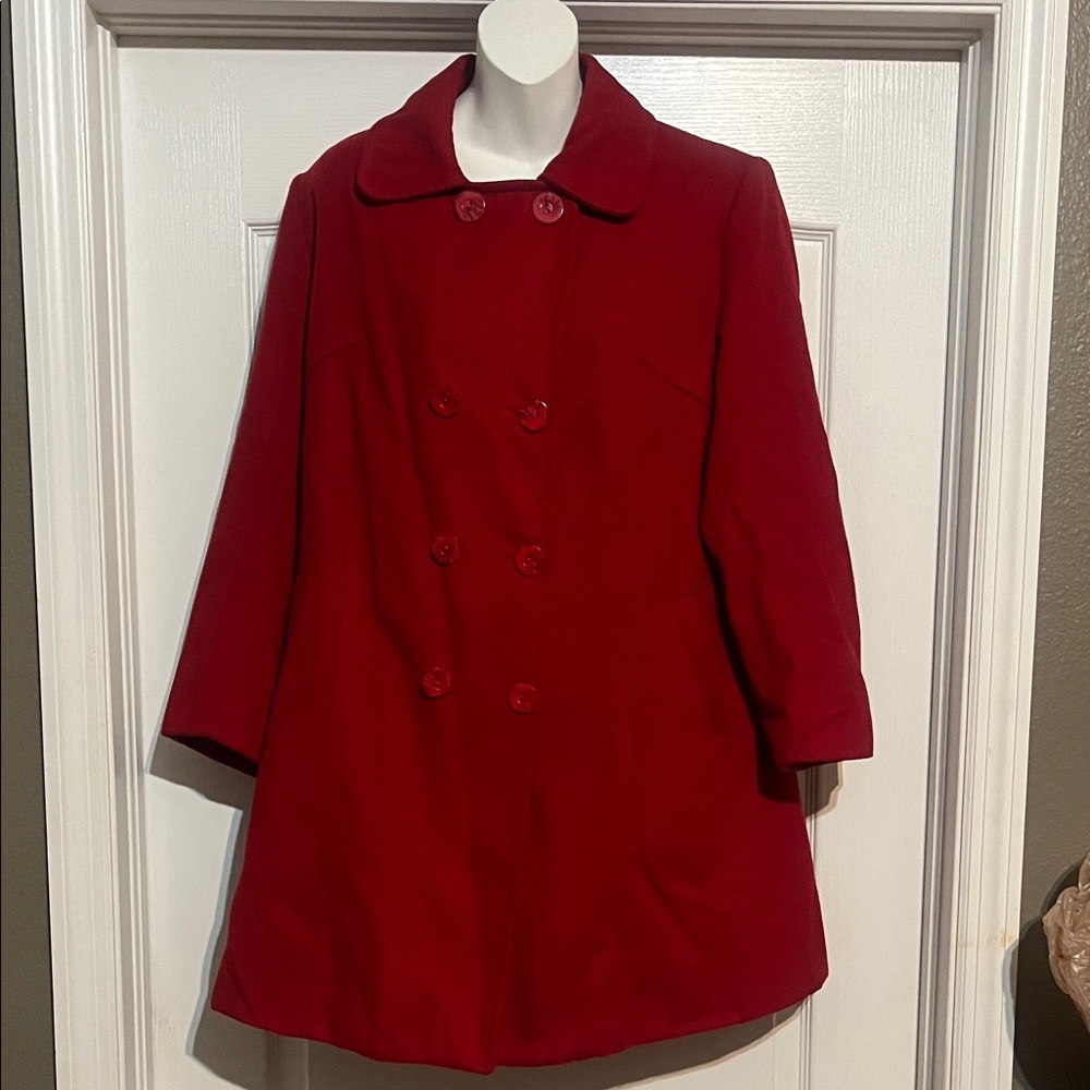 Women's Red Double-Breasted Coat size L